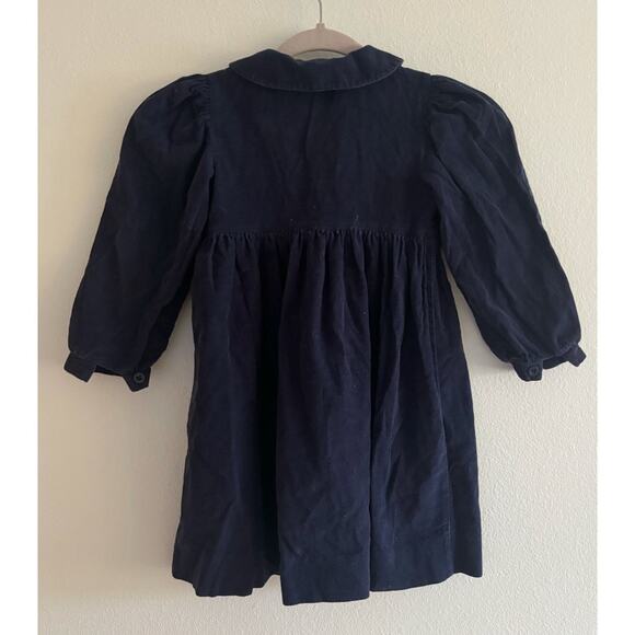 Laura Ashley Mother & Child Blue Corduroy Embroidered Floral Cotton Dress 3-4 - Picture 2 of 9